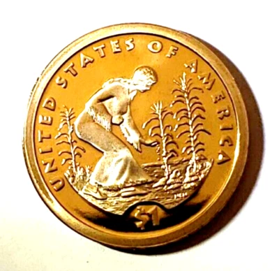 2009 S SACAGAWEA "DÓLAR DE ORO" AGRICULTURA NATIVA AMERICANA $1 MONEDA A PRUEBA DE GEMAS Foto 1 de 4