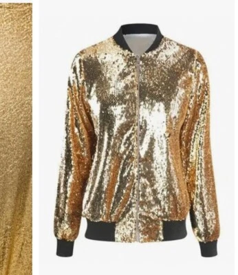 TORRID X Lovesick Bomber куртка женщина плюс размер 2 X золото блестки диско рокабилли - Изображение 1 из 4