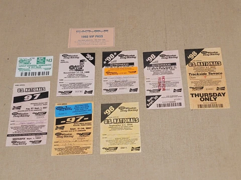 NHRA Winston Drag Racing Ticket Pass Lot 1997 98 1999 U.S. NATIONALS Participant Cover