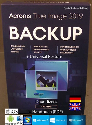 Acronis True Image 2019 Vollversion 1 PC/Mac + Universal Restore DE / EN NEU - Bild 1 von 2