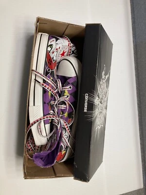 Harley Quinn Converse US Women 8.5, Men 6.5 Pre-Owned WORN ONCE + extra laces! - Image 1 of 4