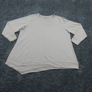 LOGO Lori Goldstein camicia donna 2X maglione asimmetrico bianco sporco manica 3/4 - Foto 1 di 14