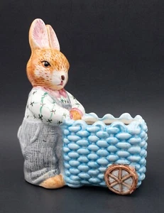 Napco Ceramic Bunny Rabbit With Cart Planter, Springtime, Easter - Bild 1 von 12
