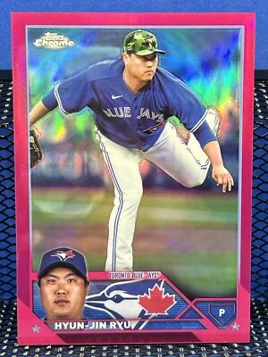 2023 Topps Chrome Update HYUN-JIN RYU Pink Refractor Toronto Blue Jays - Image 1 of 2