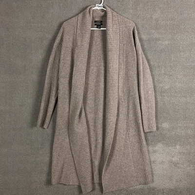Halogen Sweater Womens Small Medium Taupe 100% Cashmere Ribbed Long Cardigan - Image 1 of 4