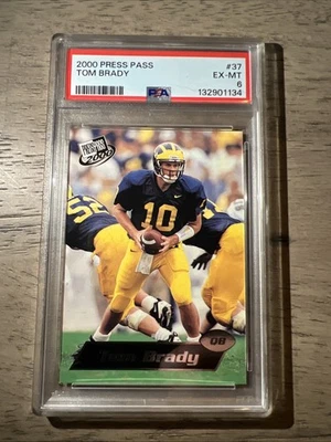 Tarjeta Tom Brady 2000 Press Pass #37 RC Rookie PSA 6 losa nueva Foto 1 de 3