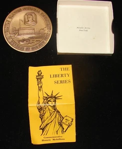 1965 CASTLE CLINTON STATUE of LIBERTY MEDALLIC ART Co 63mm BRONZE MEDAILLE MACO - Bild 1 von 5