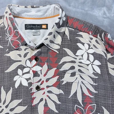 Quiksilver Waterman Collection L Hawaiian Floral Print Button Up Shirt - Image 1 of 4