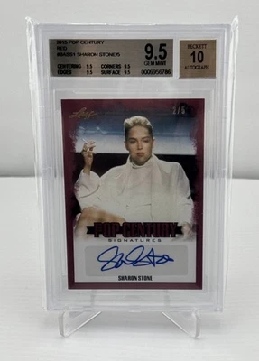 2015 Leaf Pop Century Sharon Stone /5 RED BGS 9.5 AUTO 10 POP 1 NONE HIGHER - Image 1 of 2