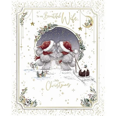 ME-TO-YOU BOXED Christmas Card - Wife. Xmas LARGE 10" Luxury Me to You Tatty Teddy Card.