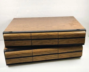 2pc Faux Wood Cassette Tape Drawers - Bild 1 von 3