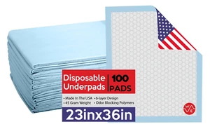 100 Premium Quilted 23x36 Dog Puppy Training Wee Wee Pee Pads Potty MADE IN USA - Picture 1 of 10