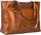 S-ZONE Women Vintage Genuine Leather Tote Shoulder Bag Handbag Upgraded Version 