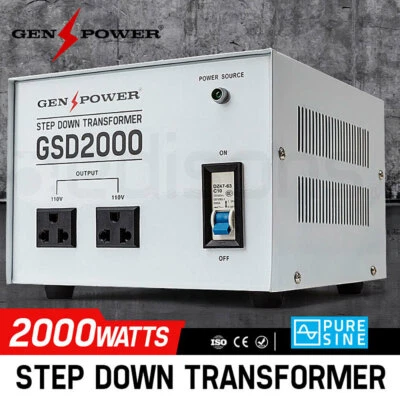 2000W GENPOWER Step Down Transformer 240V-110V Stepdown Voltage Converter AU-US - image 1 of 4