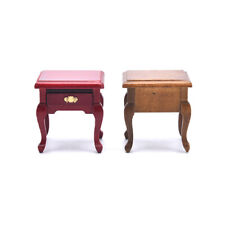 Dollhouse Miniature Furniture Wooden Bedside Drawer Table Nightstand Cabin WF