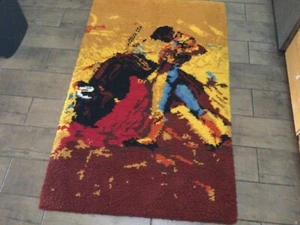Very Nice,Clean,CoolVintage,1970’s?MCM Mod Heavy Wall Hanging Rug from Spain.Wow - Picture 1 of 6