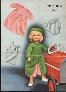 Dolls clothes knitting pattern for 18 to 21" doll. Laminated copy (V Doll 163) - Picture 1 of 3