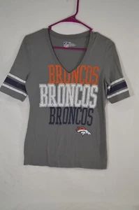 NFL Denver Brocos Gray Women's Short Sleeve V-neck Med T Shirt T41 - Picture 1 of 5