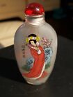 Rare China Glass inside Painting Belle Beauty Wang Zhao Jun Snuff Bottle Nice