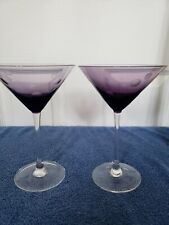 Martini Glasses Etched Dots Clear Stem Barware