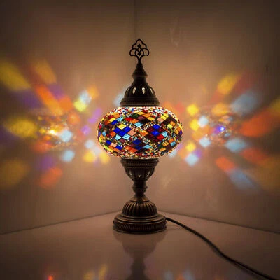 Lámpara de mesa turca marroquí Tiffany mosaico vidrio escritorio luz de noche | Bombilla GRATIS Foto 1 de 4