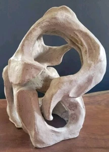 Sculpture Abstract Art Pottery Vintage MCM Glazed Clay Textured Skeleton Bones - Picture 1 of 24