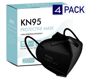 4 PACKS-KN95 Face Mask, 5-Layers Breathable KN95 Masks, Black - [80 Masks] - Picture 1 of 8