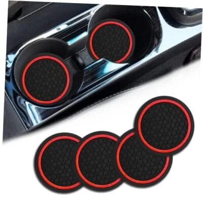 4 PIEZAS Portavasos Coche Posavasos, Interior Automotriz A Prueba de Polvo Negro/Rojo Foto 1 de 4