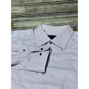 Camicia elegante uomo David Donahue viola bianca taglia 18 34-35 - Foto 1 di 7
