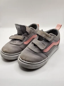 Vans Old Skool Grey Pink 10 Toddler Hook n Loop 721356 Low - Picture 1 of 4