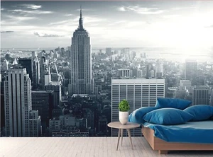 Póster de decoración de pared de pared de la ciudad de Nueva York vista póster negro y blanco - Imagen 1 de 12