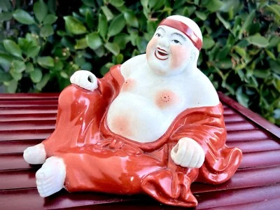 Estatua de Buda Riendo Chino Budai Hotei 7"H Buena Suerte Felicidad Salud Regalo Foto 1 de 4