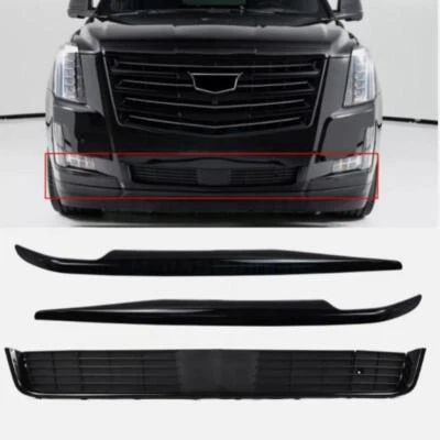 JUEGO DE MOLDURAS DE PARACHOQUES DELANTERO REJILLA INFERIOR PARA CADILLAC ESCALADE PLATINUM 2015-2020 NEGRO Foto 1 de 4