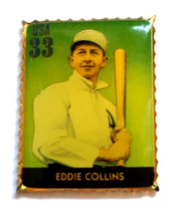 Eddie Collins Pin MLB Baseball Pin Legends of Baseball Metal USPS Stamp Pin - Picture 1 of 3