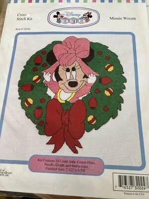 Disney Babies Minnie Wreath (Christmas) Cross Stitch Kit 32024 Partially Done - Image 1 of 4