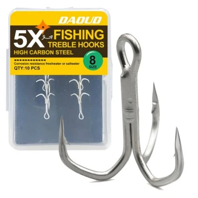 Набор из 5 тройных крючков 10 шт. классические круглые изогнутые тройные острые тройные рыболовные крючки - Изображение 1 из 4