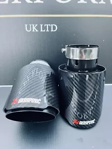 2 GLÄNZEND SCHWARZ CARBONFASER AKRAPOVIC AUSPUFFSPITZEN 4"" BMW F20 F21 M135i M140i - Bild 1 von 7