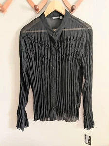 NUEVA Blusa Top Apt 9 Acordeón Plisada Volantes Transparentes Para Mujer Talla XL Camisa Nueva con Etiquetas - Imagen 1 de 10