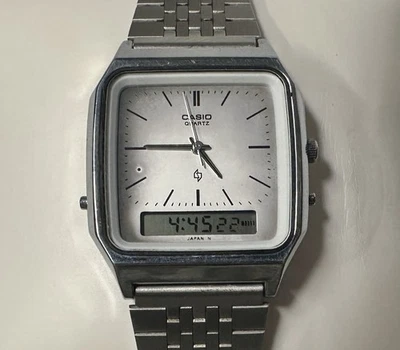Casio AQ-320 Digital Analog Silver Tone 31 mm Multifunction w/ New Battery WORKS - Image 1 of 4