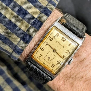 1930s Vintage Eterna Tank, Manual Wind, Clamshell Curvex Gents Watch - Imagen 1 de 7