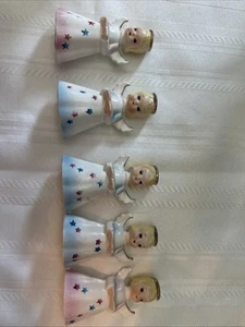 "Juego De Colección De 5 Candelabros Shafford Azul Rosa Mini 3.25"" Angel 2095" - Imagen 1 de 12