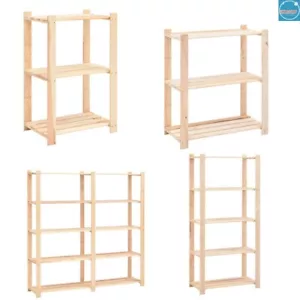 Solid Wooden Storage Shelf 3&5 Tiers Shelving Bookcase Display Rack Stand Unit - Picture 1 of 29