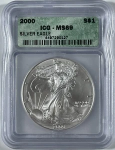 2000 Silver Eagle ICG MS69 (#21023 Nice white coin. Nice holder - Picture 1 of 2