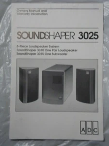 Preowned ADC Soundshaper 3025 Owners Manual & Warranty information Booklet JZ864 - Picture 1 of 1