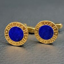Authentic Bulgari Bvlgari 18Kt Yellow Gold Lapis Lazuli Cufflinks Italy Rare!