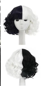 Black and White Wig for Cruella Costume Women Short Wavy Hair - Picture 1 of 5