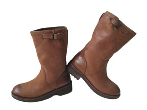 BUSSOLA BROWN LEATHER ENGINEER BOOTS WOMEN'S SIZE US 7.5 -8 EUR 38 HOT - Picture 1 of 10