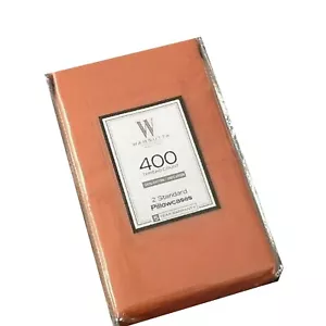 new Wamsutta 400 TC 100% Cotton Sateen STANDARD Pillowcases in SALMON color - Picture 1 of 6