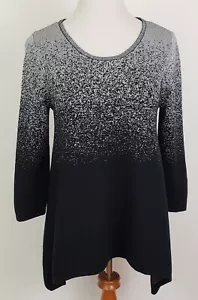 Anne Klein Top Black Silver Metallic Size Small Womens 3/4 Sleeve Pullover Party - Picture 1 of 10