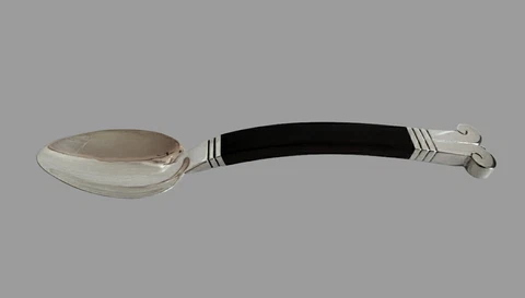Hector Aguilar,Taxco,Mexico, Sterling Silver,Wood, Aztec Pattern , Serving Spoon Cover